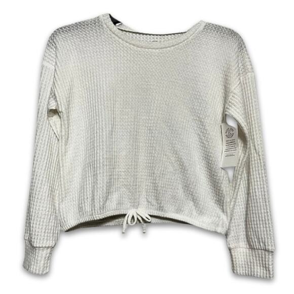 Treasure & Bond Blouse Long Sleeve Adjustable Drawstring Crew Neck White M NWT - Picture 1 of 9
